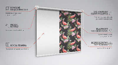 Estor enrollable de tela con diseño de flamencos en plantas