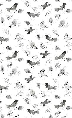 Estor decorativo con pájaros y hojas dibujados