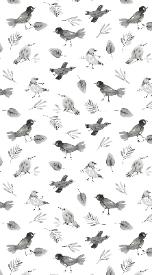 Estor decorativo con pájaros y hojas dibujados
