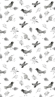 Estor decorativo con pájaros y hojas dibujados