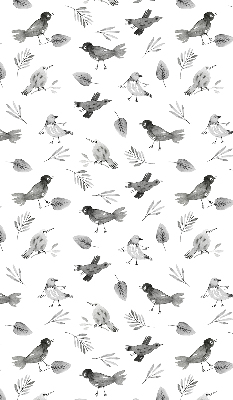 Estor decorativo con pájaros y hojas dibujados