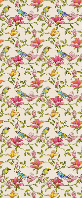 Estor decorativo con pájaros en las flores