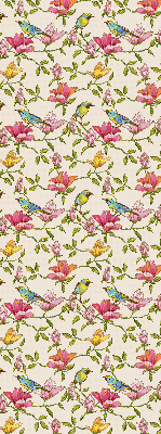 Estor decorativo con pájaros en las flores