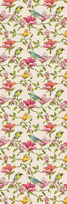Estor decorativo con pájaros en las flores