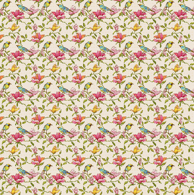 Estor decorativo con pájaros en las flores