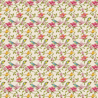 Estor decorativo con pájaros en las flores