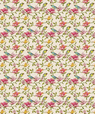 Estor decorativo con pájaros en las flores