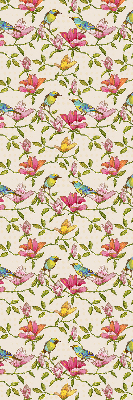Estor decorativo con pájaros en las flores