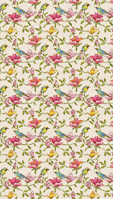 Estor decorativo con pájaros en las flores