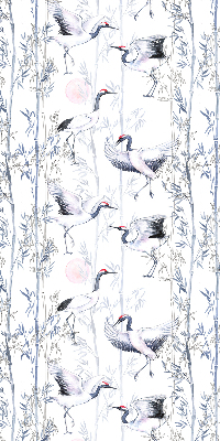Estor decorativo con diseño de garzas y árboles