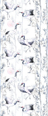 Estor decorativo con diseño de garzas y árboles