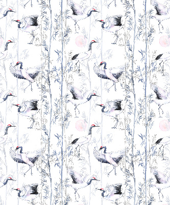 Estor decorativo con diseño de garzas y árboles