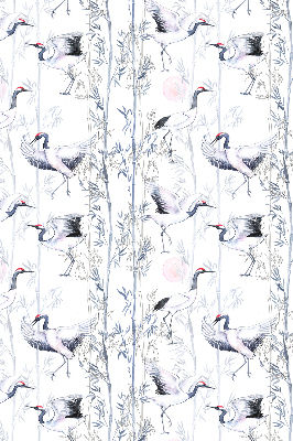 Estor decorativo con diseño de garzas y árboles
