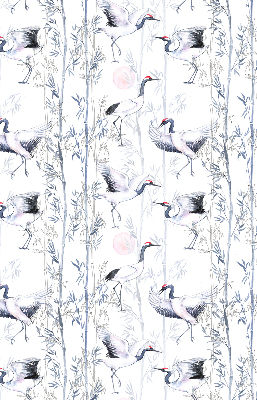 Estor decorativo con diseño de garzas y árboles