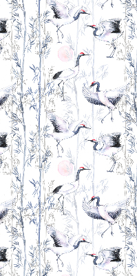 Estor decorativo con diseño de garzas y árboles