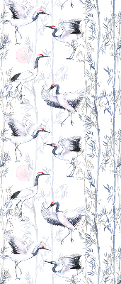 Estor decorativo con diseño de garzas y árboles