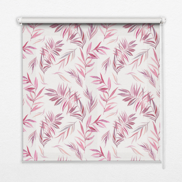 Estor decorativo con diseño de hojas rosas
