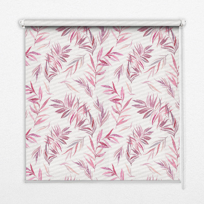 Estor decorativo con diseño de hojas rosas