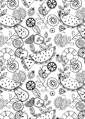 Estor decorativo con diseño de frutas extraídas