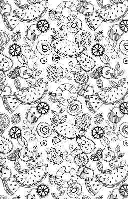 Estor decorativo con diseño de frutas extraídas