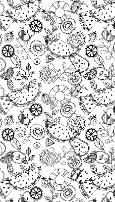 Estor decorativo con diseño de frutas extraídas