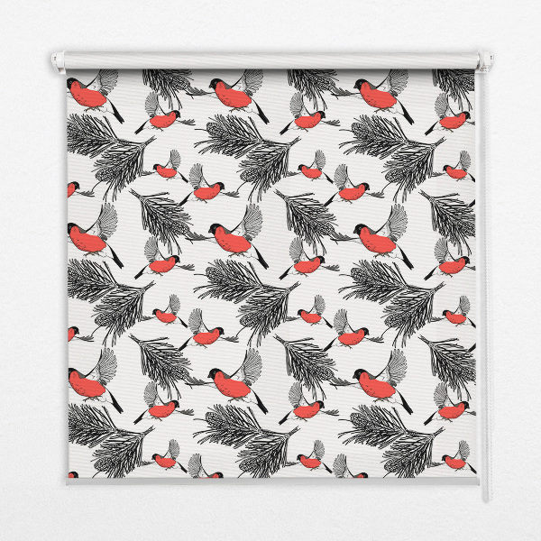 Estor opaco con diseño de pájaros camachuelo