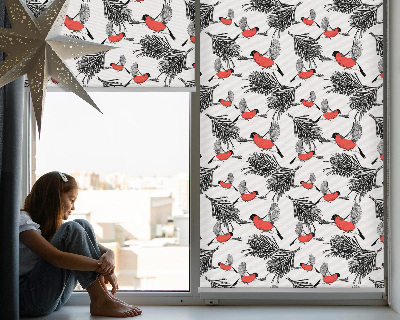Estor opaco con diseño de pájaros camachuelo