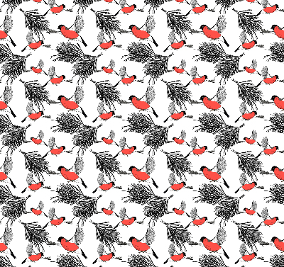 Estor opaco con diseño de pájaros camachuelo