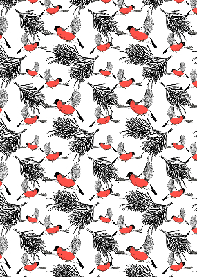 Estor opaco con diseño de pájaros camachuelo