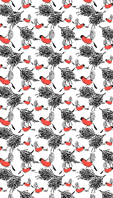 Estor opaco con diseño de pájaros camachuelo