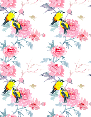Estor decorativo con pájaros en las flores