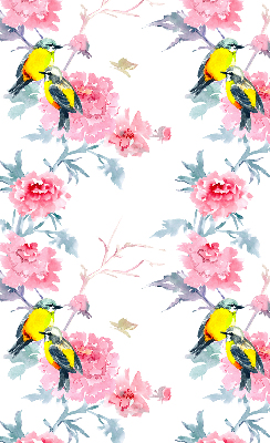Estor decorativo con pájaros en las flores