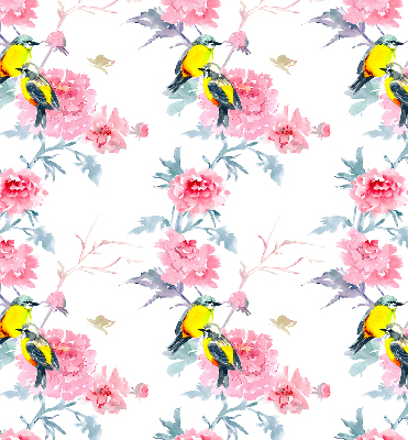 Estor decorativo con pájaros en las flores