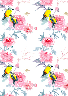 Estor decorativo con pájaros en las flores