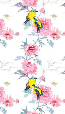 Estor decorativo con pájaros en las flores