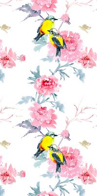 Estor decorativo con pájaros en las flores
