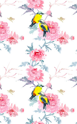 Estor decorativo con pájaros en las flores