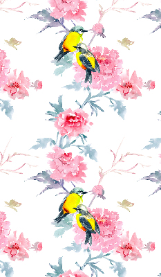 Estor decorativo con pájaros en las flores