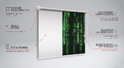 Estor decorativo de color verde con diseño de cifrados