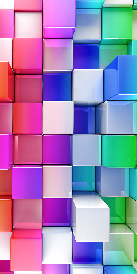 Estor decorativo con cubos 3D coloridos