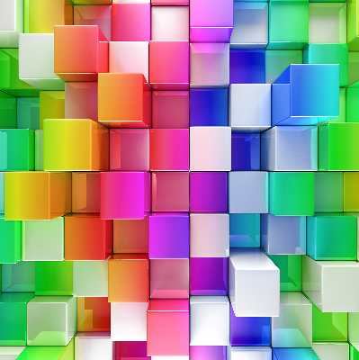 Estor decorativo con cubos 3D coloridos