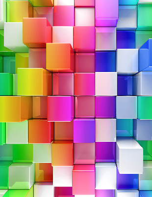 Estor decorativo con cubos 3D coloridos