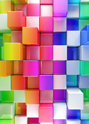 Estor decorativo con cubos 3D coloridos