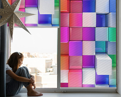 Estor decorativo con cubos 3D coloridos
