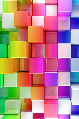 Estor decorativo con cubos 3D coloridos