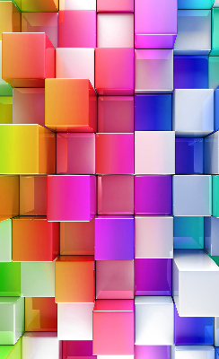 Estor decorativo con cubos 3D coloridos