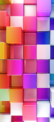 Estor decorativo con cubos 3D coloridos