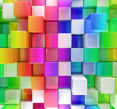Estor decorativo con cubos 3D coloridos