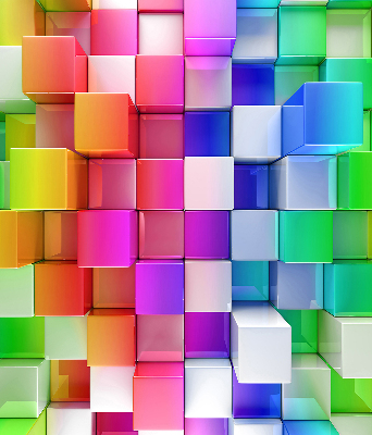 Estor decorativo con cubos 3D coloridos
