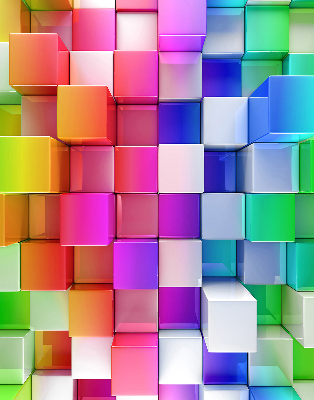Estor decorativo con cubos 3D coloridos
